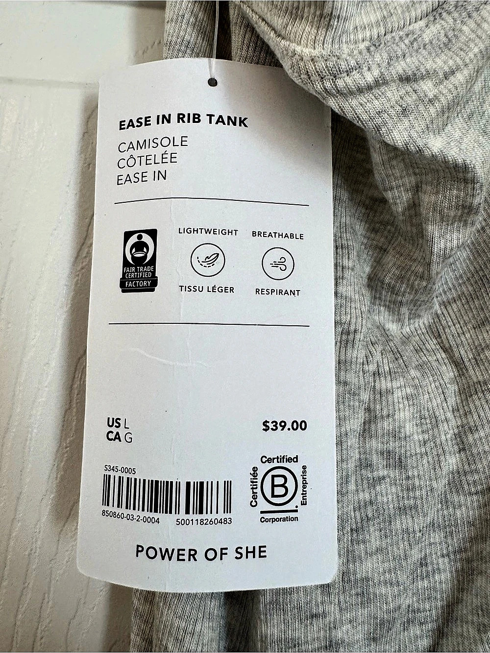 Athleta Ease In Rib Tank Gray Size Large - Picture 2 of 4